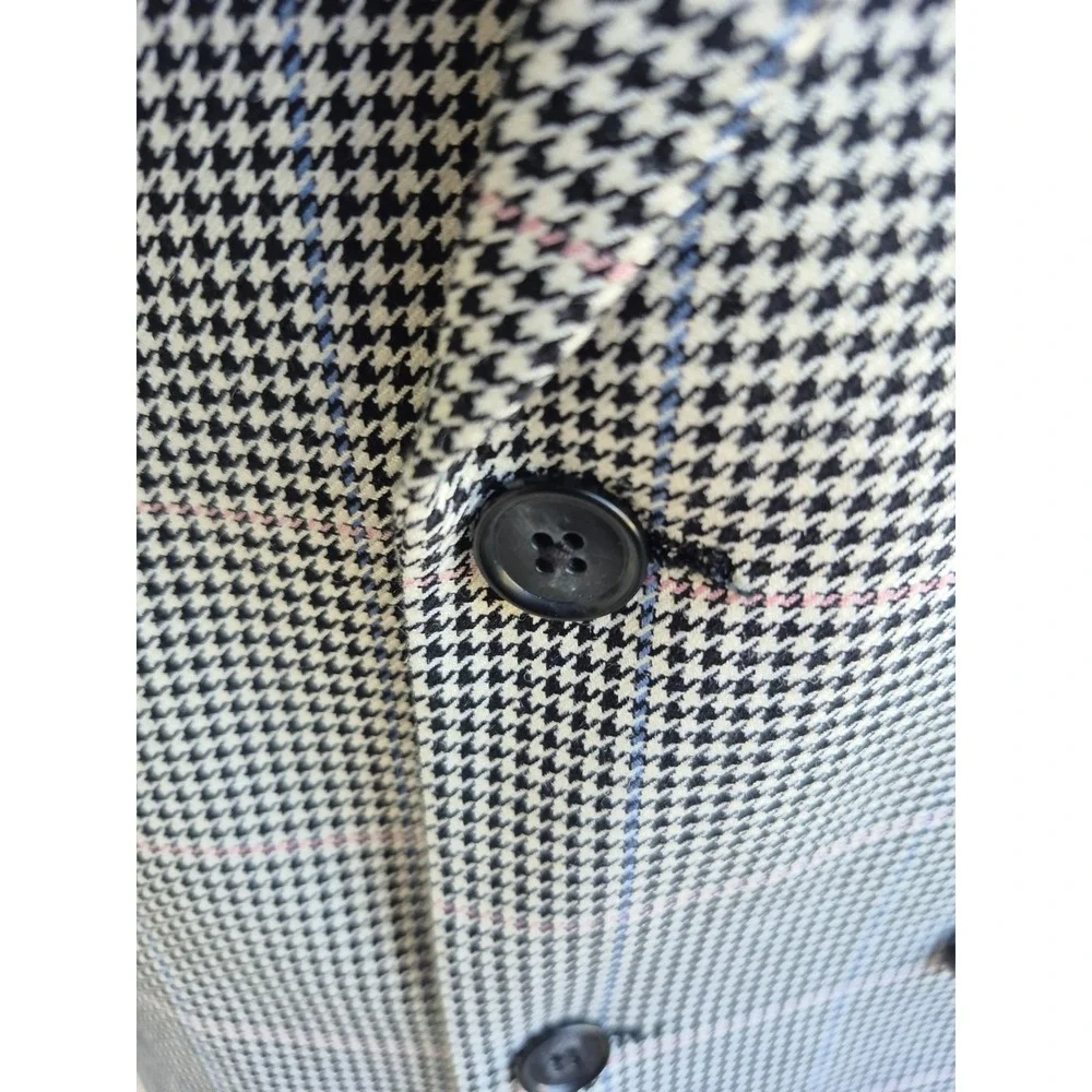 Paul Fredrick Mens 48L Double Breasted Blazer Houndstooth Silk Wool Sport Coat